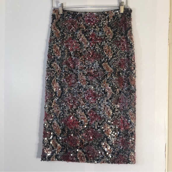 Nicole Miller Carter Snake Sequin Pencil Skirt - Picture 3 of 8